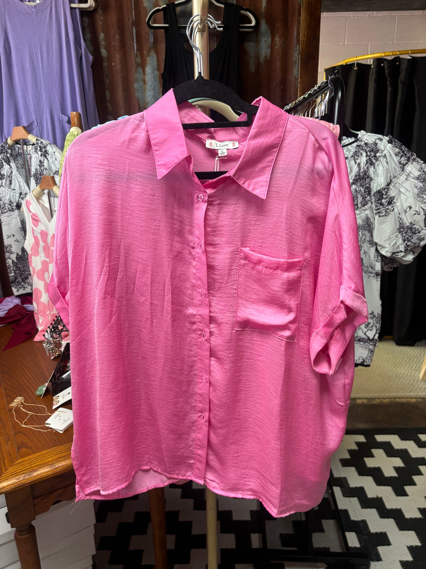 Pink button up