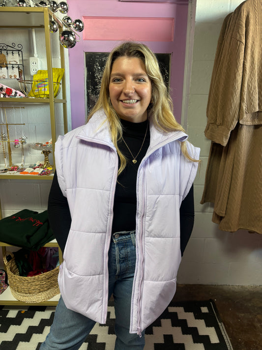 Oversized Purple Puffer Vest