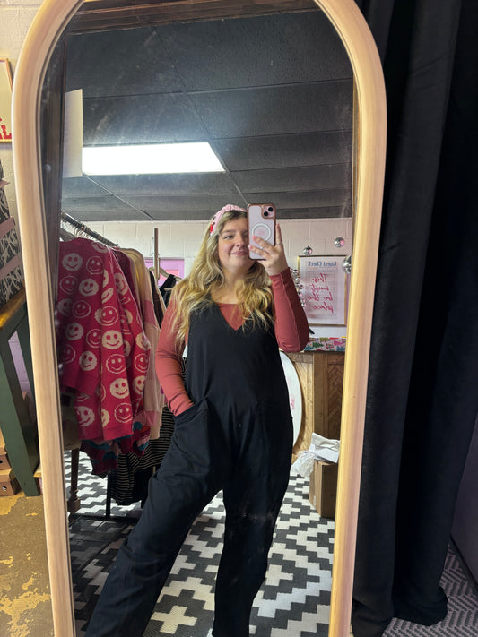 black Jumpsuit With Patch Pockets