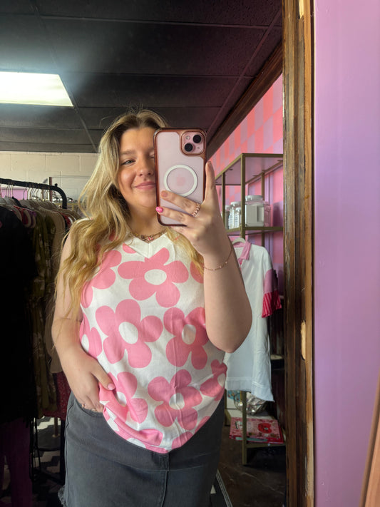Retro Floral V-Neck Tank Top