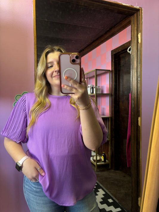 Lavender puffy sleeve top