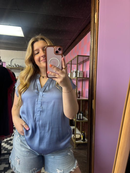 Blue Silk Top