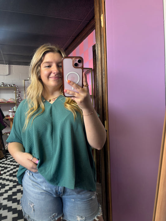 Blue Green Lose Fitting Top